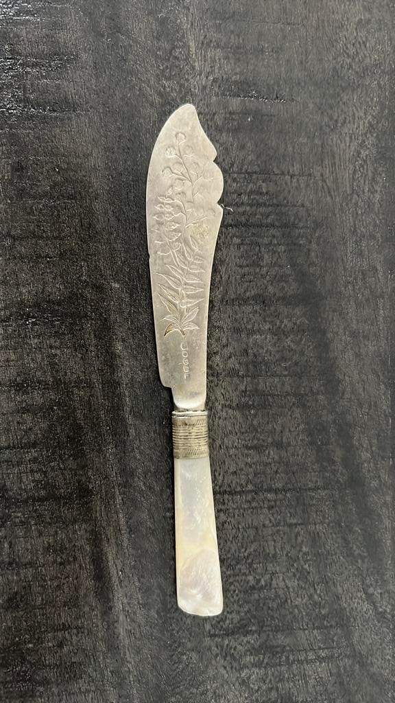 Zilveren botermes 120jaar antiek Victoriaans botermes ca1900, Ophalen, Zilver