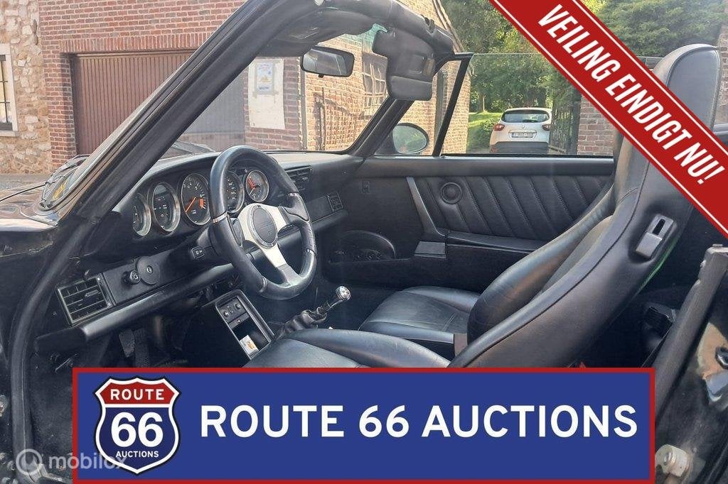 Porsche 911 Carrera Cabriolet | 1986 | Route 66 Auctions, Auto's, Zwart, Bedrijf, Overige carrosserie, Porsche