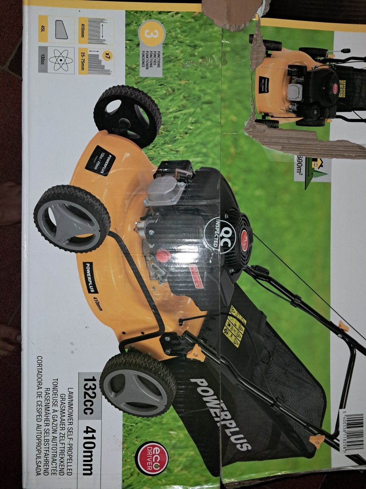 Nieuw/garantie/2w oud/Powerplus:grasmaaier 41cm maaibr, Ophalen, Cirkelmaaier, Nieuw, Benzine-grasmaaier