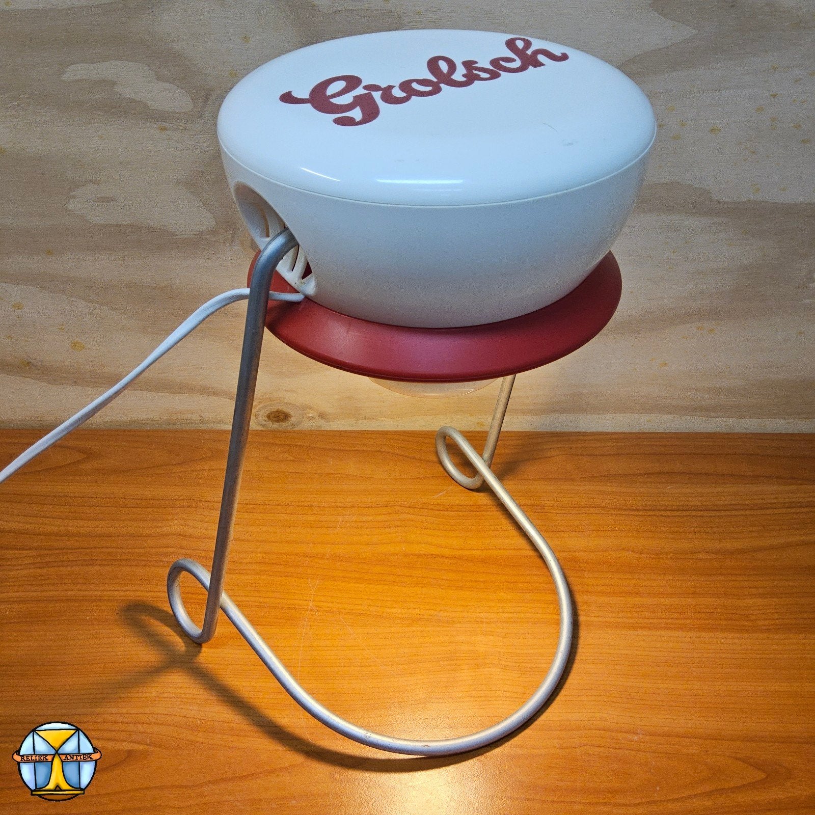 Lampe de table/lampe à support Grolsch rétro des années 90 (, Enlèvement ou Envoi, Synthétique, Rouge, Utilisé