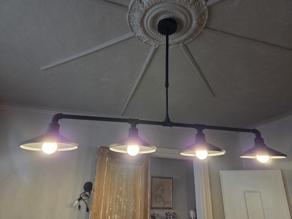 Luster modern zwart, Huis en Inrichting, Ophalen, Zo goed als nieuw, Metaal, Modern