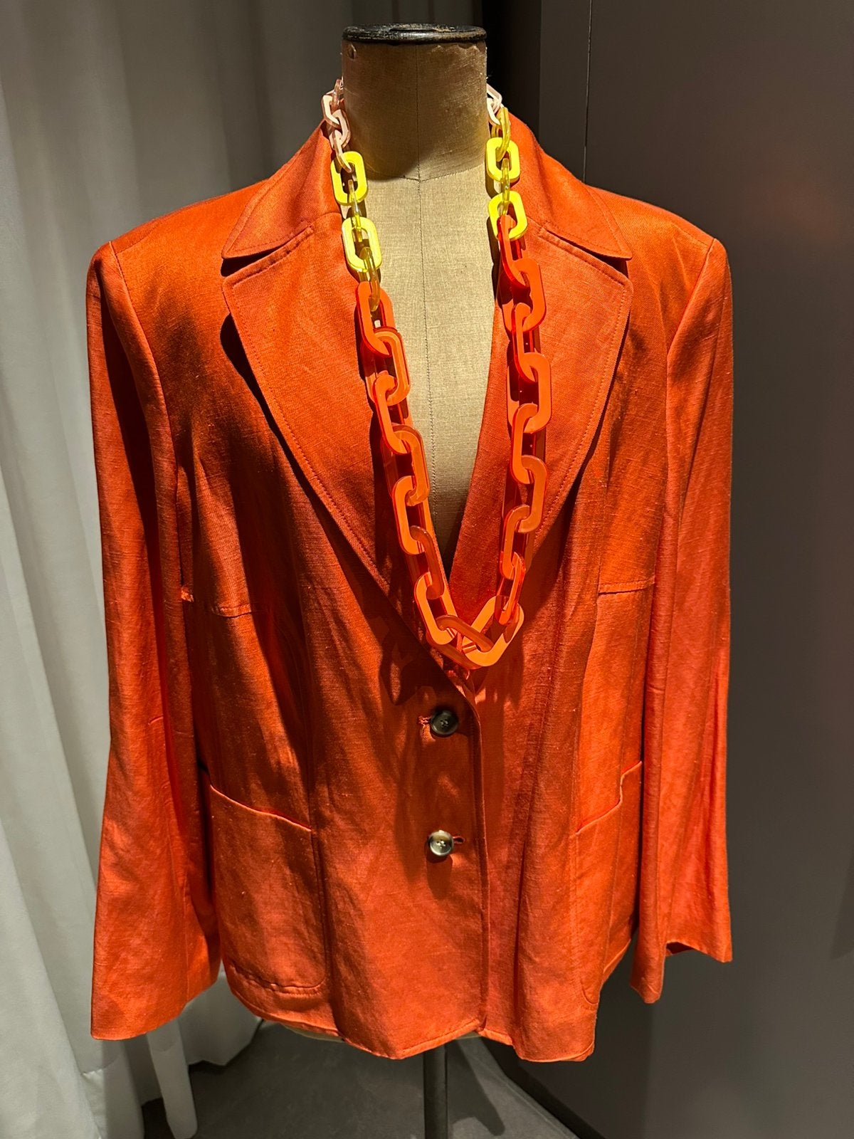 Prachtige zijde/linnen blazer van ALFANI, maat 48/50, Ophalen of Verzenden, Zo goed als nieuw, Oranje, Jasje of Colbert
