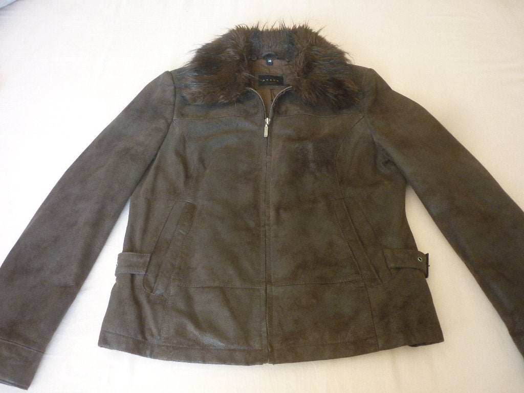 Lederen Jas met Pelskraag Donna D, Kleding | Dames, Jassen | Winter, Maat 38/40 (M), Donna D, Bruin, Nieuw