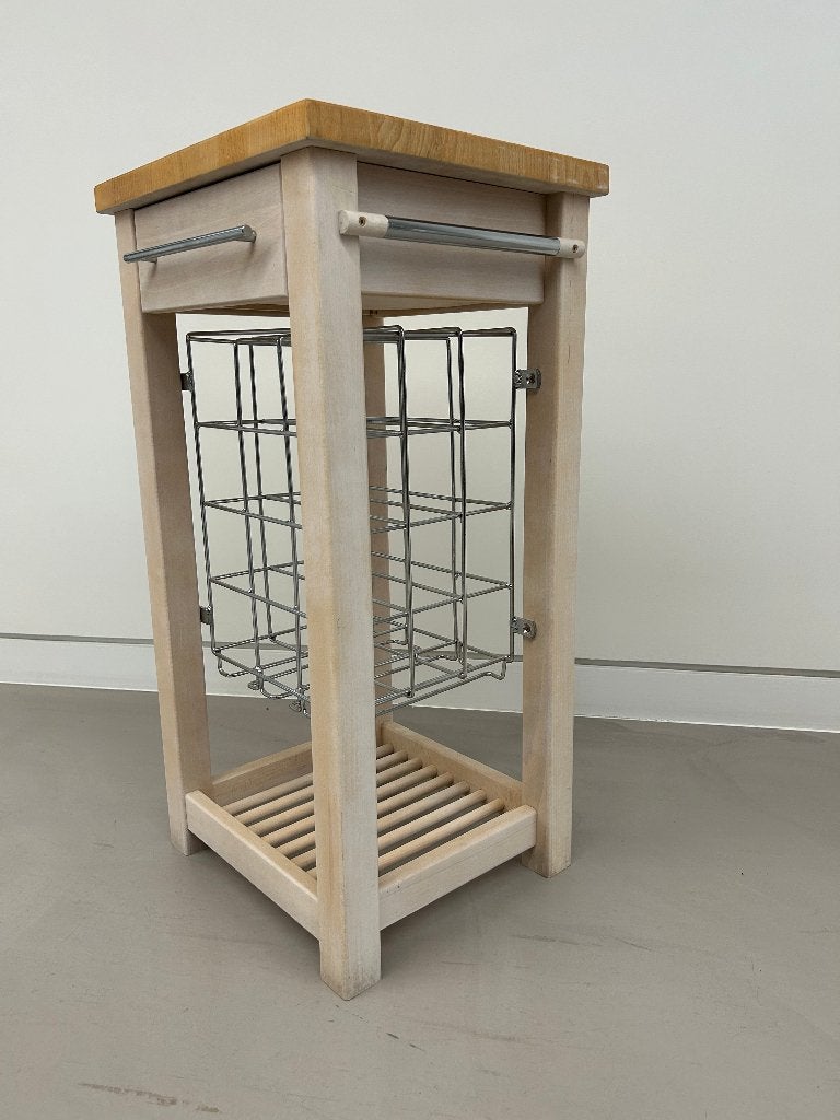 Nieuwe Keukentrolley met Snijplank - Wijnrek voor 12 flessen, Ophalen, Minder dan 50 cm, Crème, Nieuw