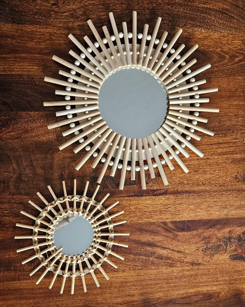 Miroir soleil en bois, Moins de 100 cm, Rond, Comme neuf, Enlèvement
