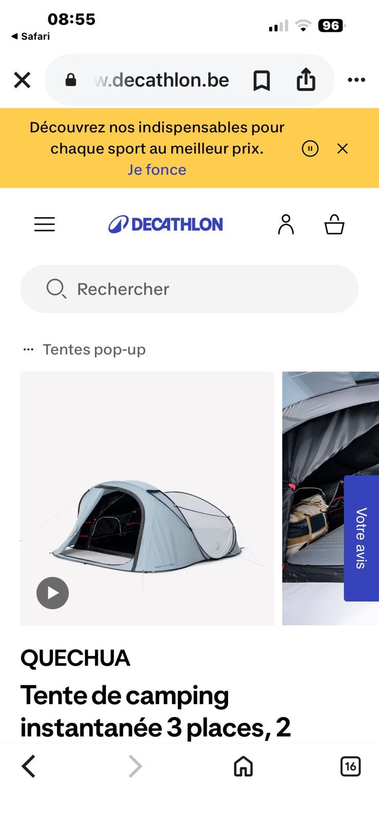Tente 3 personnes, Caravanes & Camping, Tentes, Enlèvement, Comme neuf