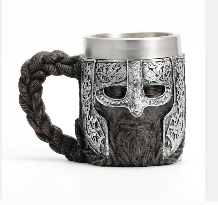 Luxe Viking mok van RVS - Viking strijder (400ML)