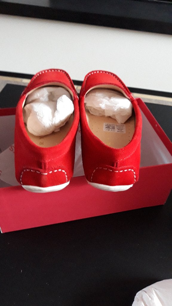 Rode Suéde mocassins., Ophalen, Dansschoenen, Rood, Clarys