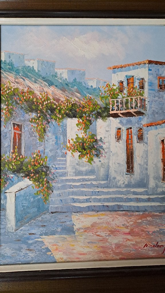 Schilderij Grieks dorpje, Enlèvement, Peinture