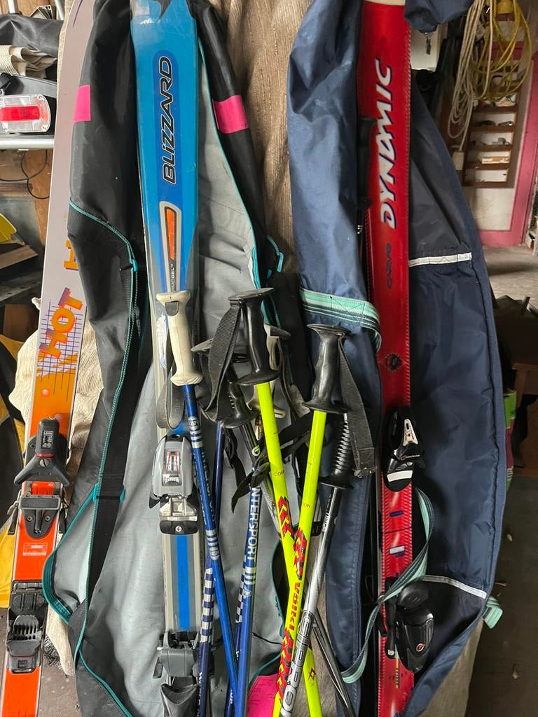 ski s zakken en schoenen )55€, Sport en Fitness, Ophalen, Zo goed als nieuw, Ski, Schoenen