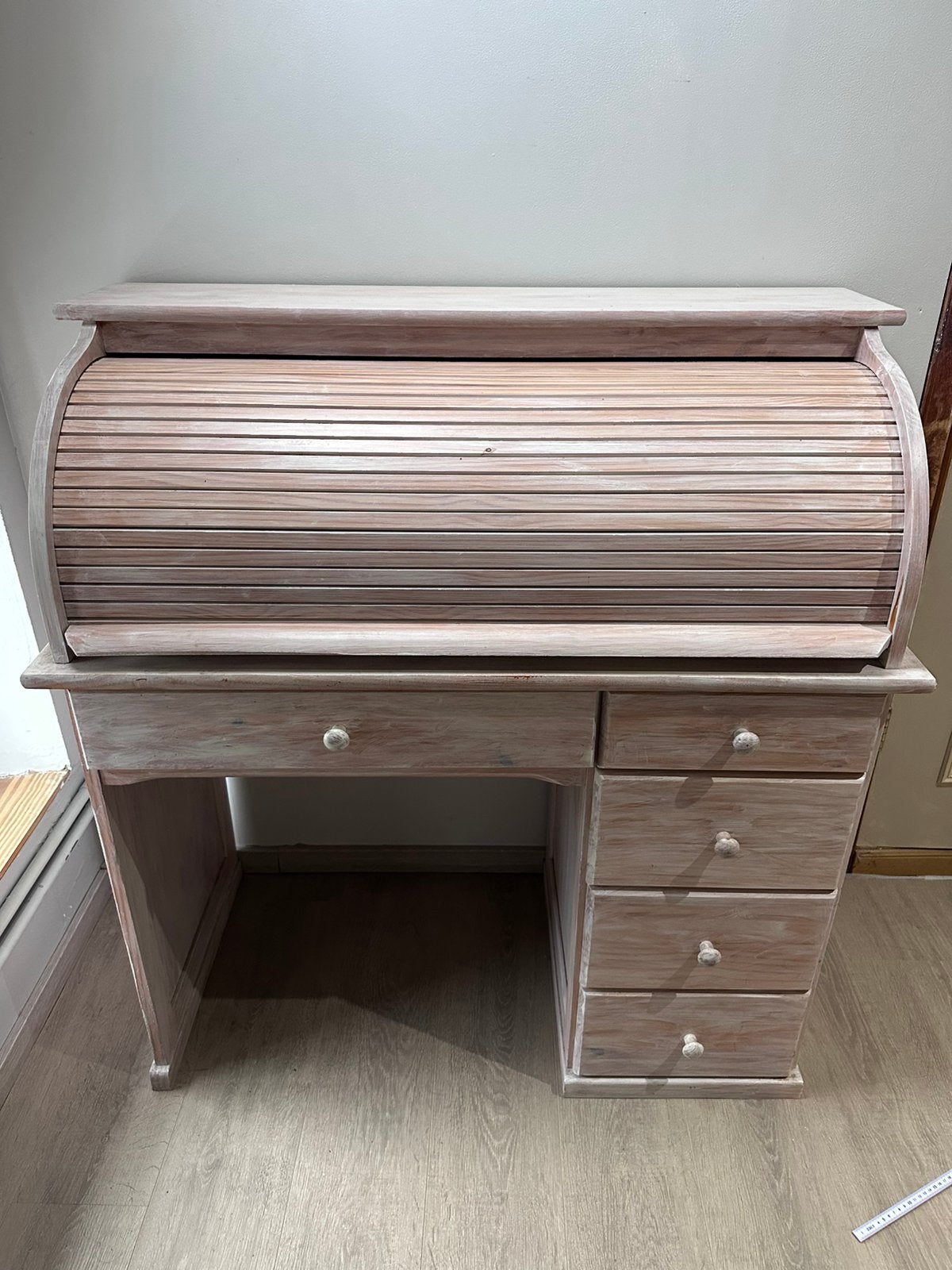 Bureau secrétaire ancien à rideau en bois, Enlèvement, Comme neuf