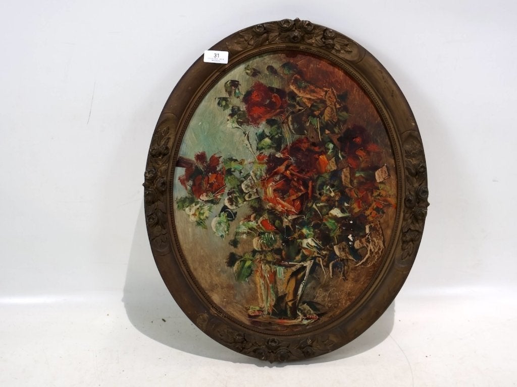 schilderij Parys B. 1967, Antiek en Kunst, Kunst | Schilderijen | Klassiek, Ophalen, Bijzondere lijst, Bloemen