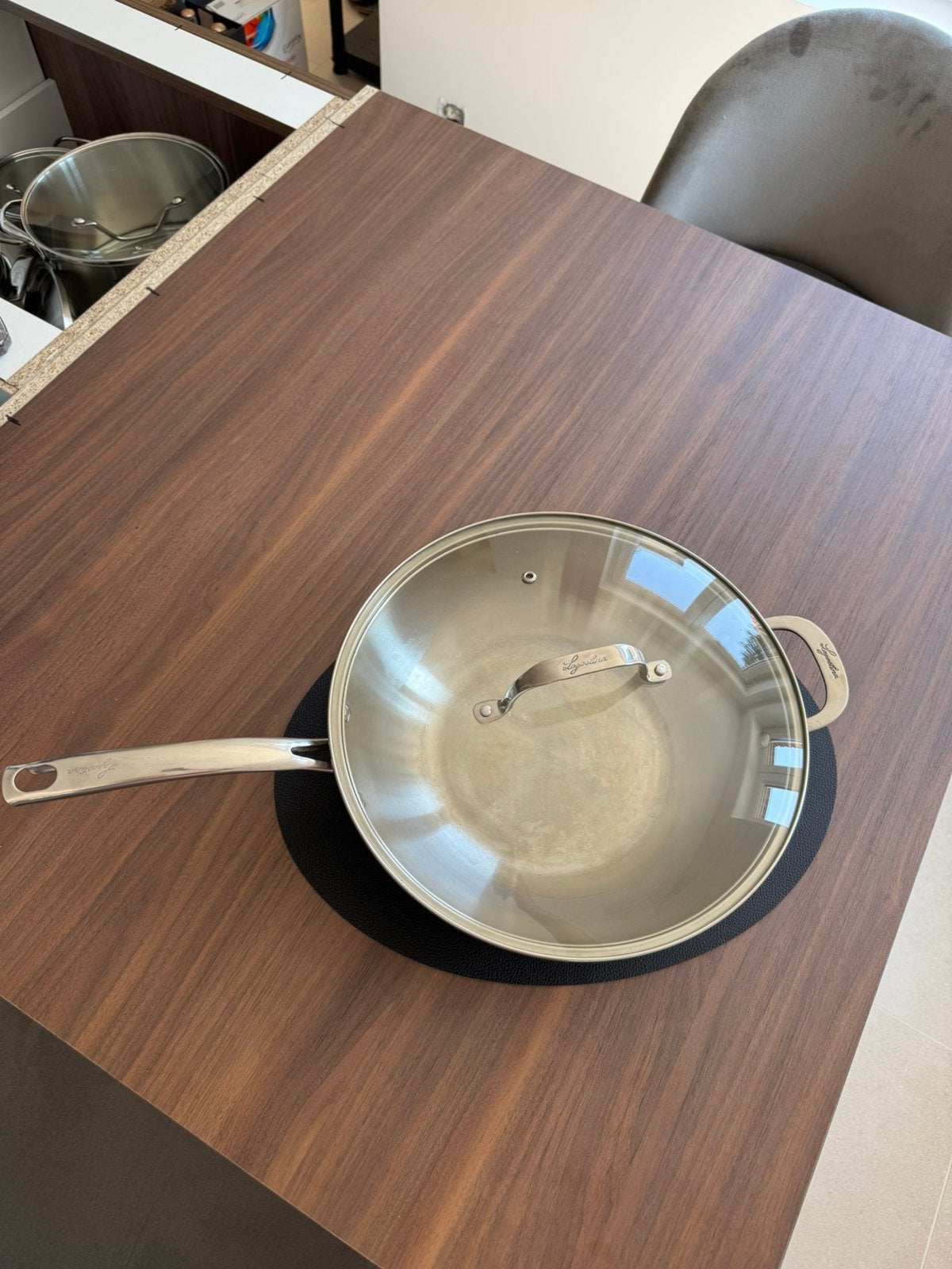 Wokpan - Snelkoonpan Lagostina, Inox, Compatible induction, Comme neuf, Enlèvement