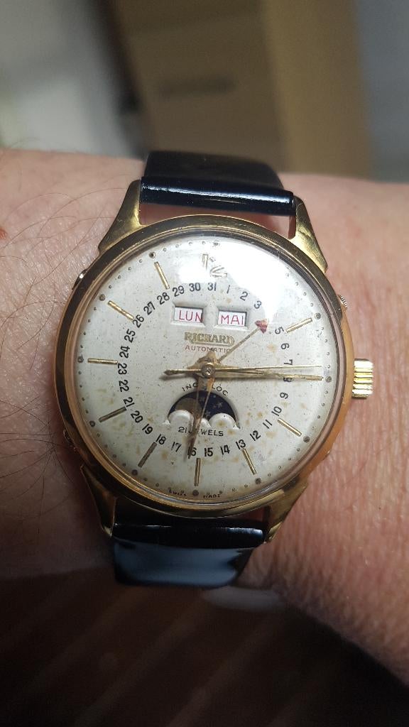 Montre Richard triple date, Montre-bracelet, Autres marques, Enlèvement ou Envoi, Cuir