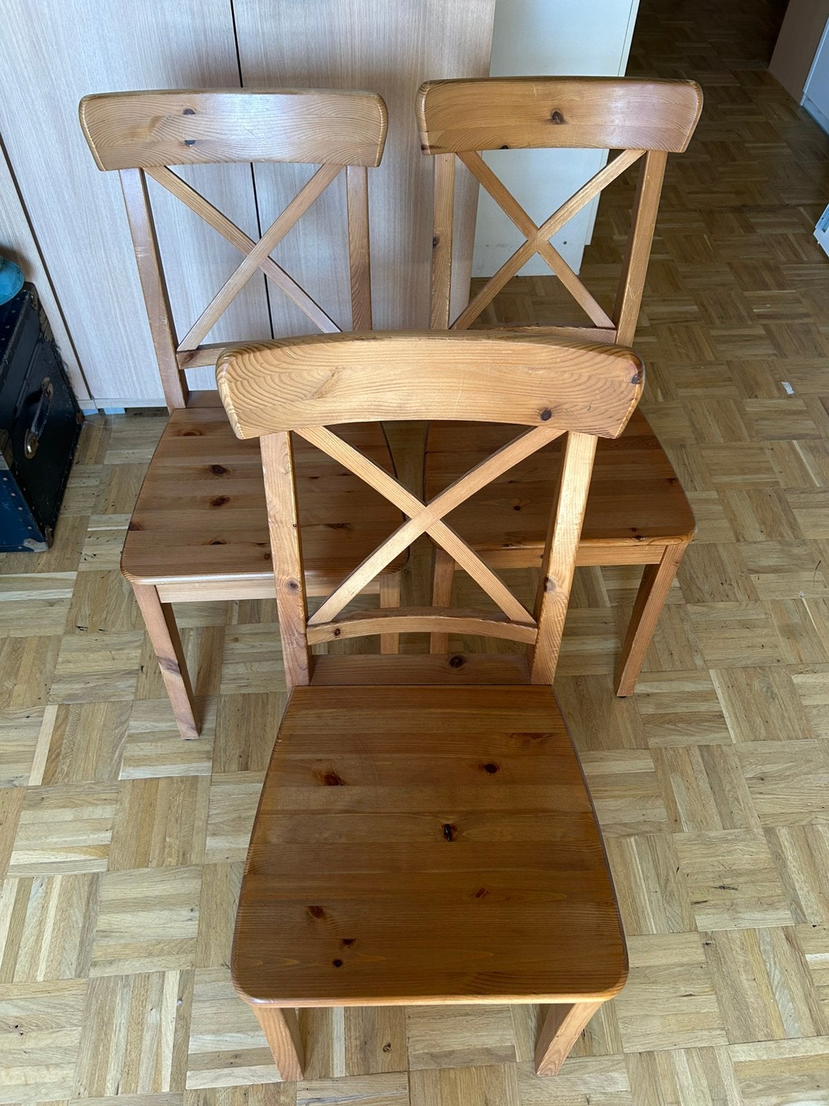 3 eetkamerstoelen Ikea, Huis en Inrichting, Stoelen, Ophalen, Gebruikt, Hout