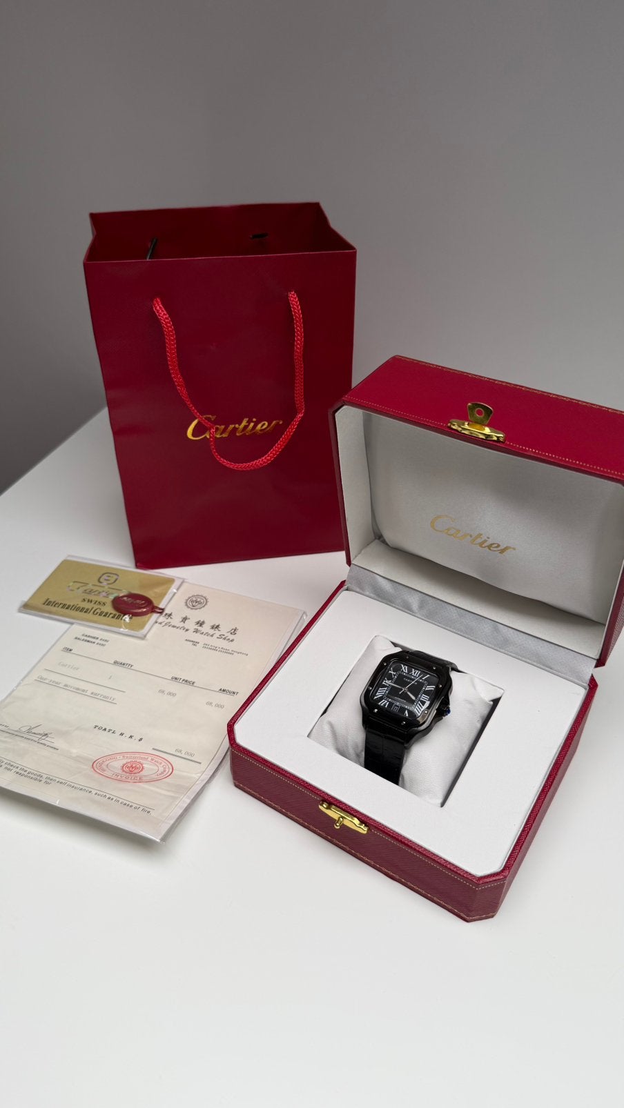 Cartier Santos de Cartier Black LM 40MM Horloge, Enlèvement ou Envoi, Étanche, Neuf, Noir