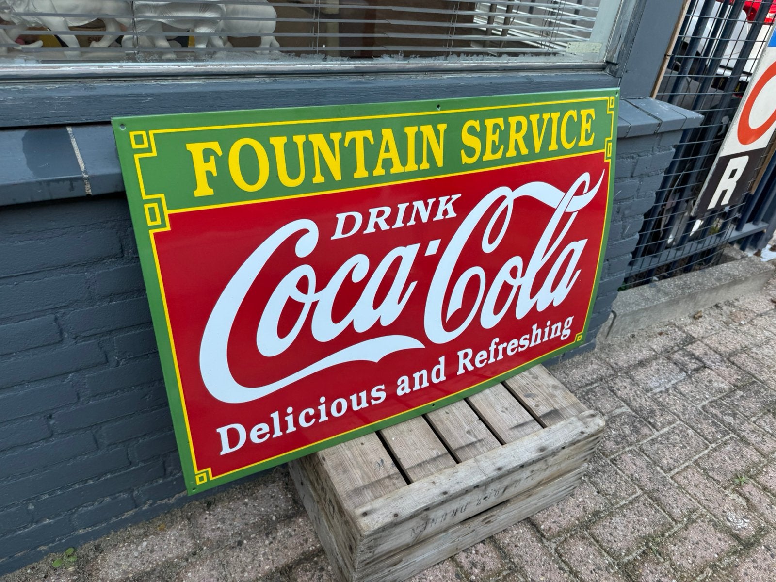 Groot Coca Cola emaille reclamebord, Verzamelen, Reclamebord, Gebruikt, ., Ophalen of Verzenden