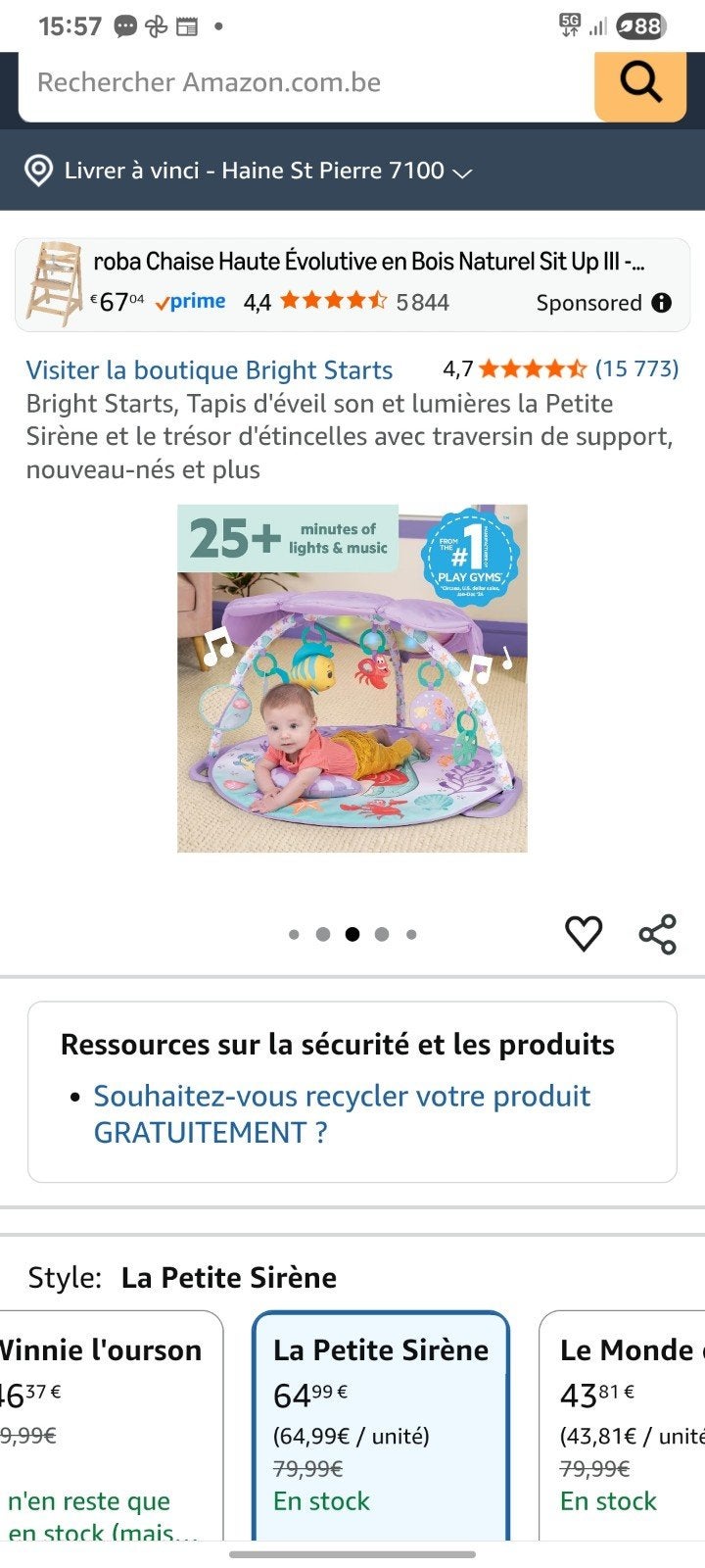 Tapis d'éveil bebe, Enlèvement
