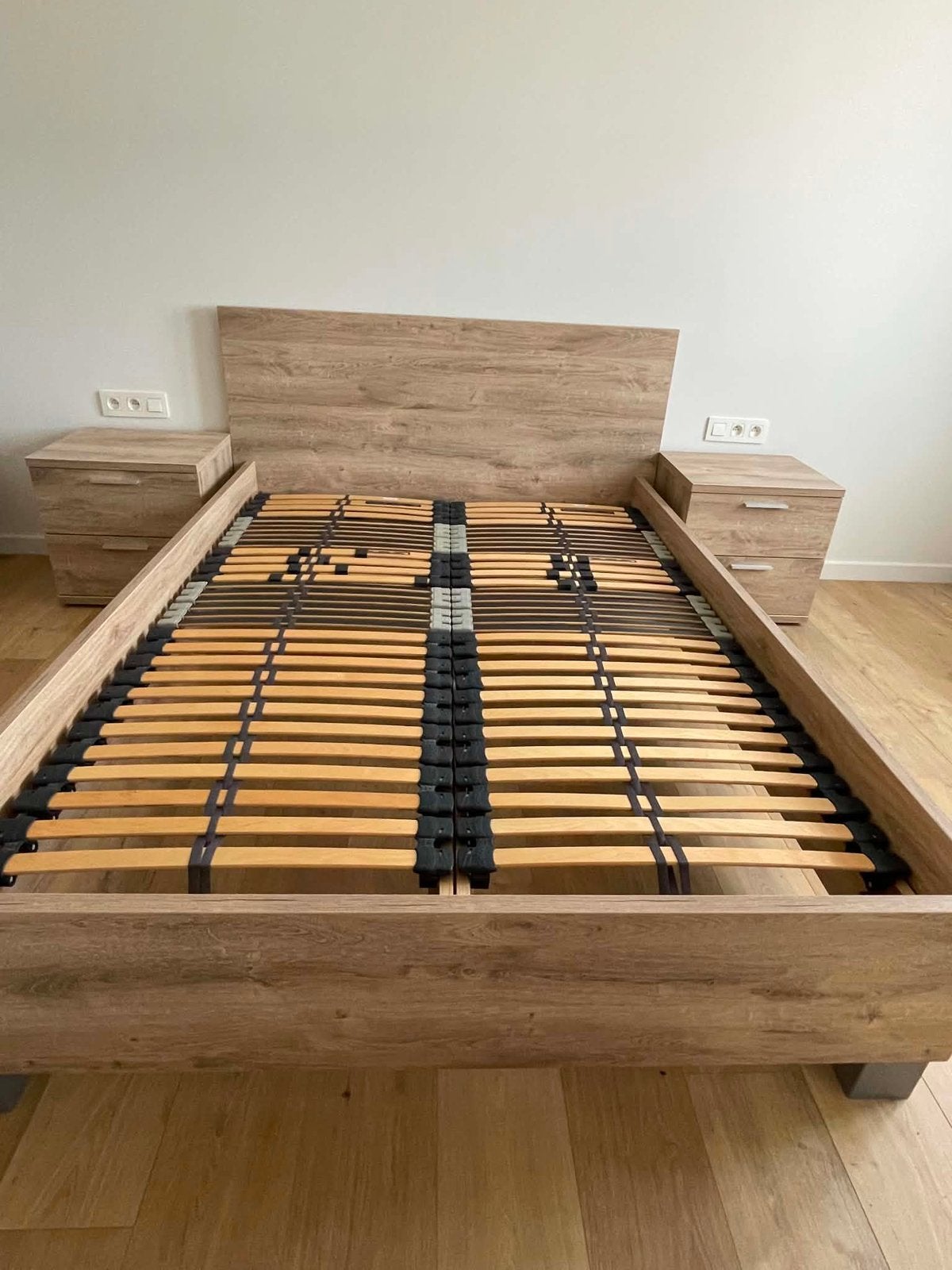 2 persoonsbed 1m40, Ophalen, Gebruikt, Bruin, 140 cm