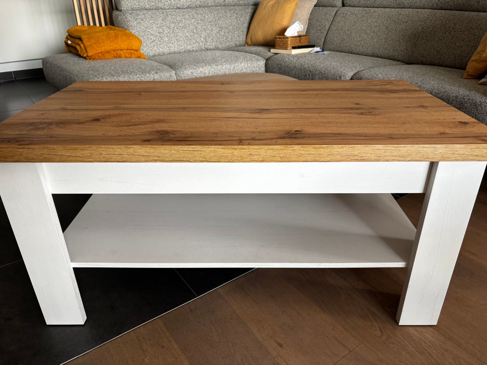 Salontafel (Wit, Wild naturel eiken), Ophalen, Zo goed als nieuw, Rechthoekig
