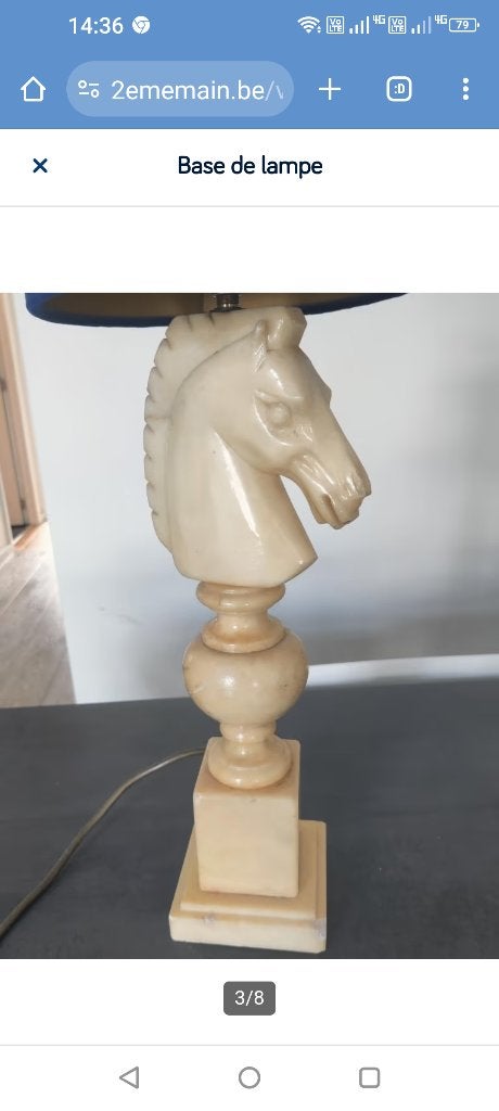 Handgebeeldhouwde Italiaanse albasten tafellamp 1950, Ophalen, Overige materialen