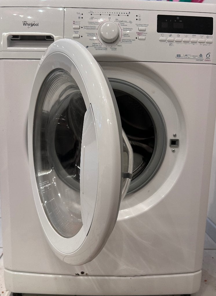Wasmachine whirlpool, Ophalen, 1200 tot 1600 toeren, Gebruikt, 8 tot 10 kg