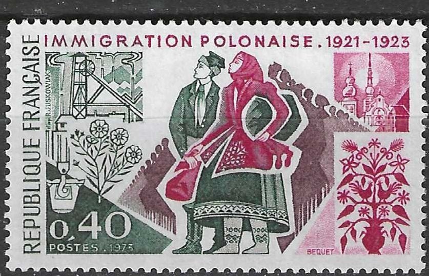 Frankrijk 1973 - Yvert 1740 - Immigratie van Polen (PF), Postzegels en Munten, Verzenden, Postfris