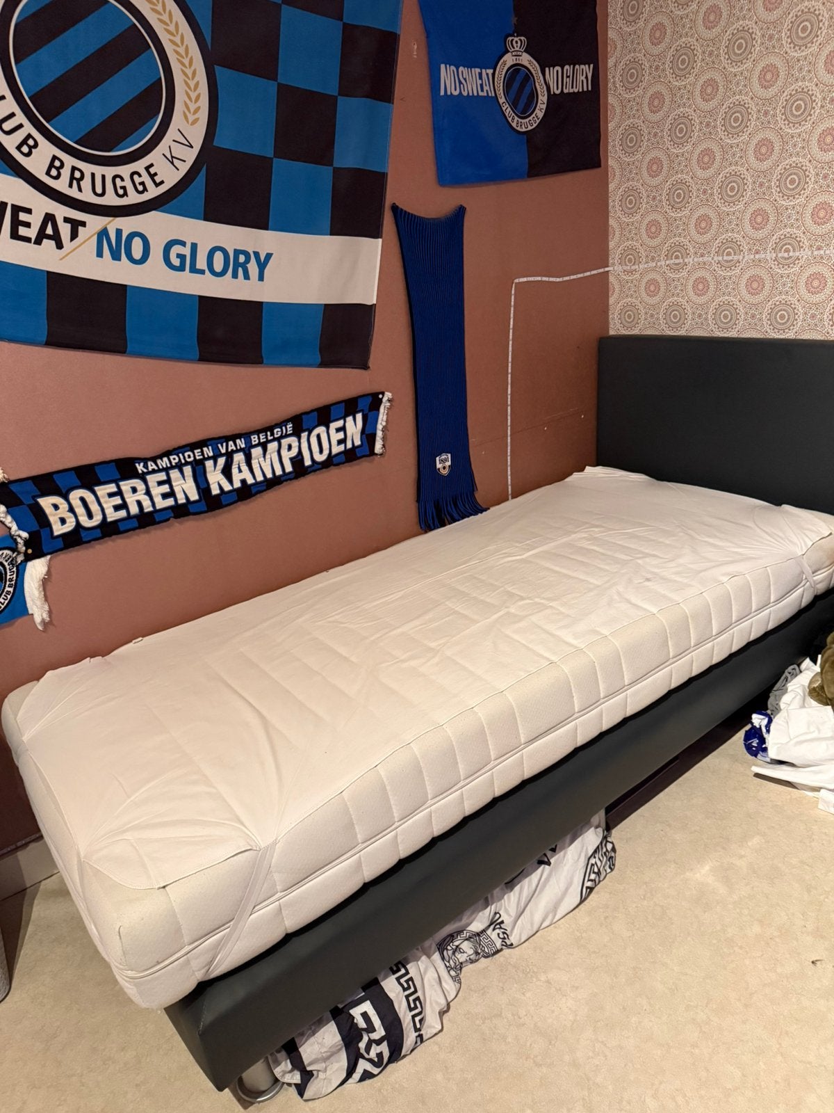 Boxspring bed 1 persoons met matras, Enlèvement, Comme neuf