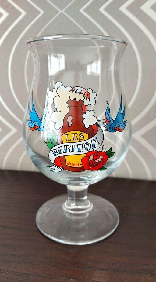 Duvel glas 'Les Berthom' Tattoo (2020), Verzamelen, Glas en Drinkglazen, Ophalen of Verzenden, Bierglas