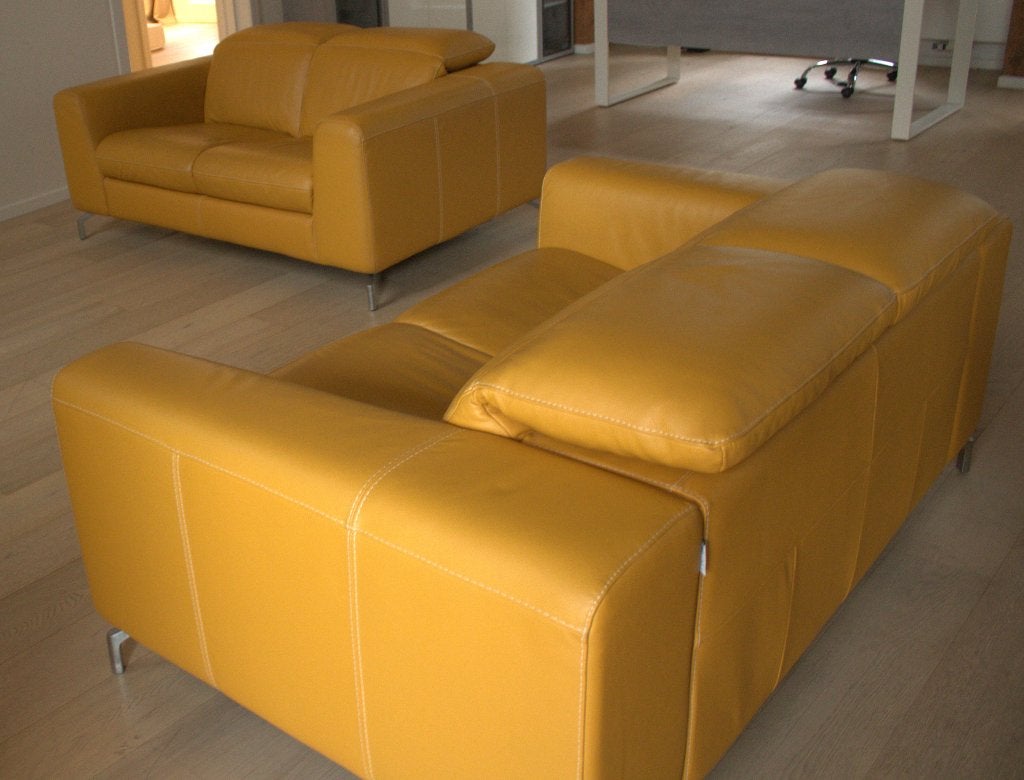 Twee Stuks Tweezitsbanken - Calia Italia - Designer Geel, Ophalen, 100 tot 125 cm, 150 tot 200 cm, Tweepersoons