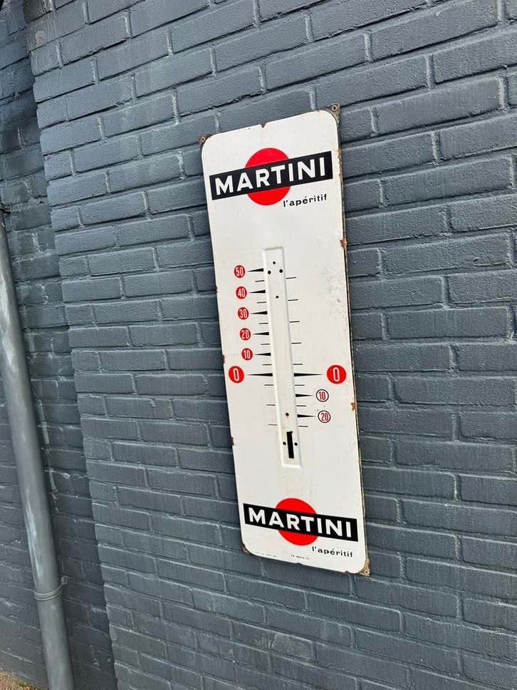 Vintage Martini Emaille Thermometer - Buitenthermometer, Antiek en Kunst