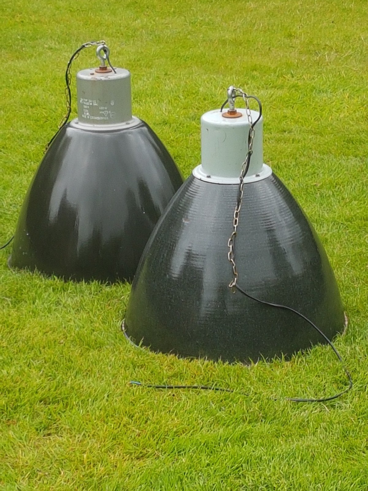 Mooie grote oude emaille hanglampen met stempel, Ophalen