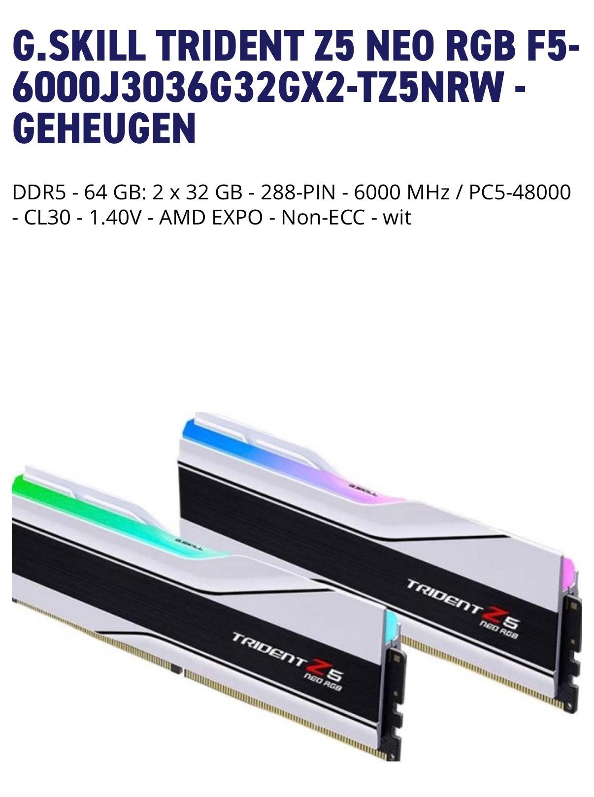 G.SKILL TRIDENT Z5 NEO RGB 6000 64 GO (NOUVEAU ! !), Neuf, Enlèvement ou Envoi, Desktop, DDR5