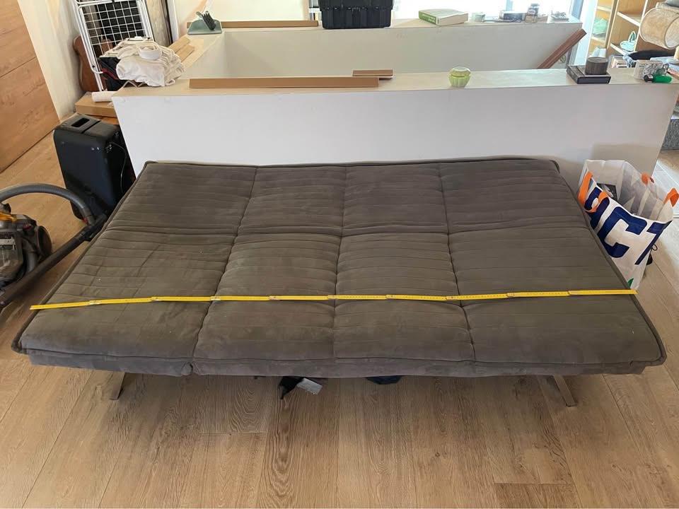 Clic-clac - Canapé lit à vendre, Gris, Comme neuf, Enlèvement, 200 cm