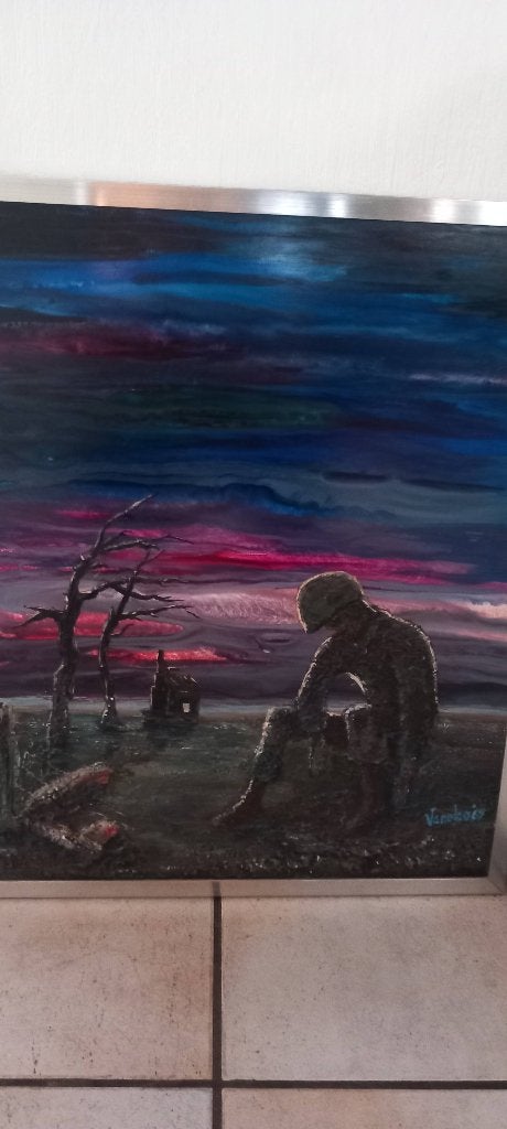 Schilderij, Antiquités & Art, Autres sujets, Autres techniques, Signé, Panneau