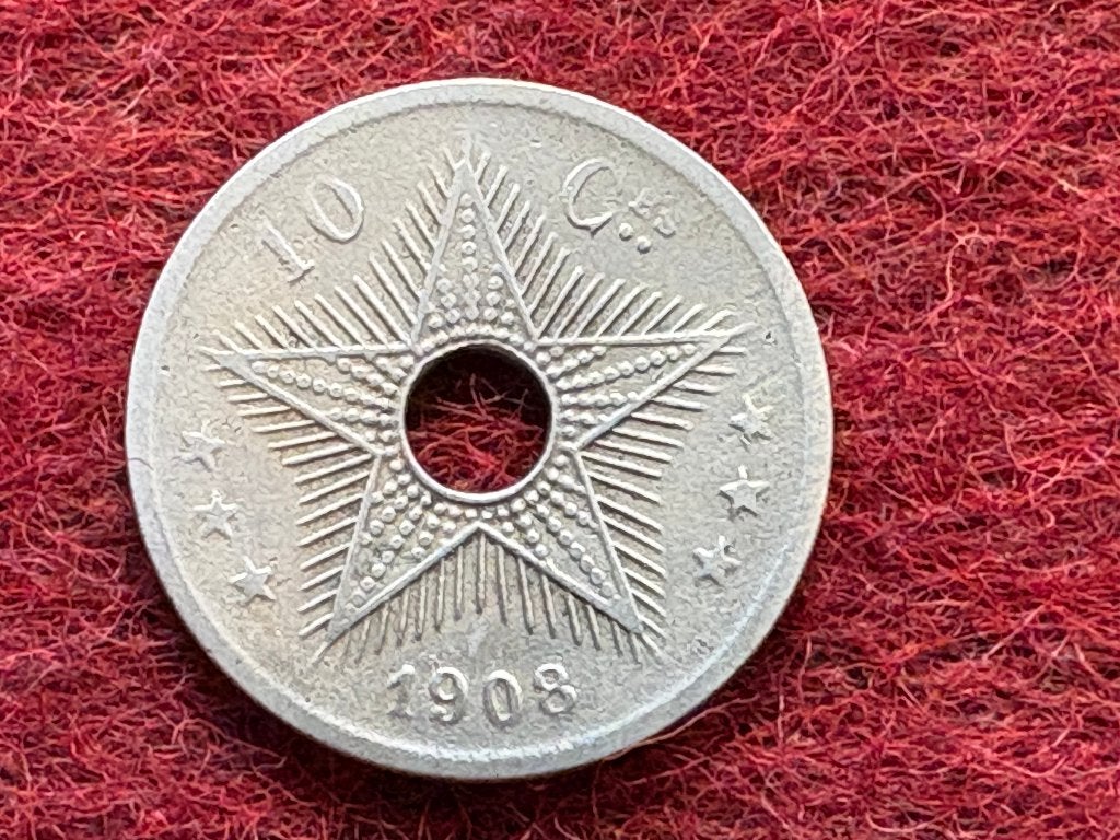 Onafhankelijke Staat Congo - 10 centiem 1908 (#017#), Postzegels en Munten, Munten | België, Ophalen of Verzenden, Metaal, Losse munt