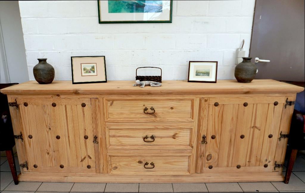 XXL 250 cm - Grand dressoir en pin massif, Enlèvement ou Envoi, Comme neuf, Pin