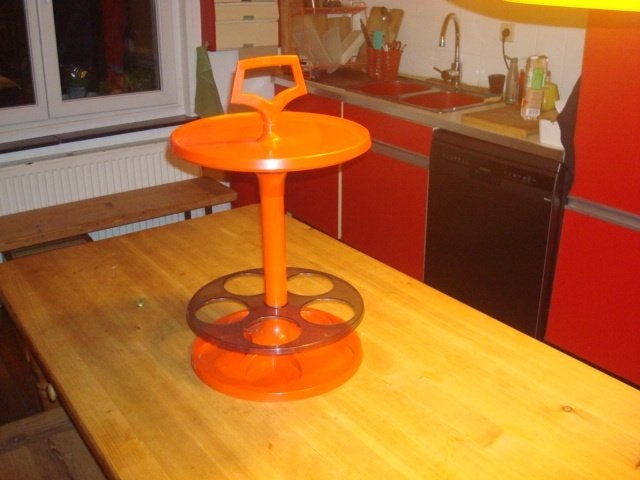 Table d'appoint/bar/porte bouteille vintage orange, Maison & Meubles, Vintage, 45 à 60 cm, Synthétique, Enlèvement