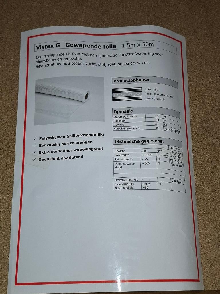 Film renforcé pare-vapeur, Enlèvement, Neuf, 15 m² ou plus, Film