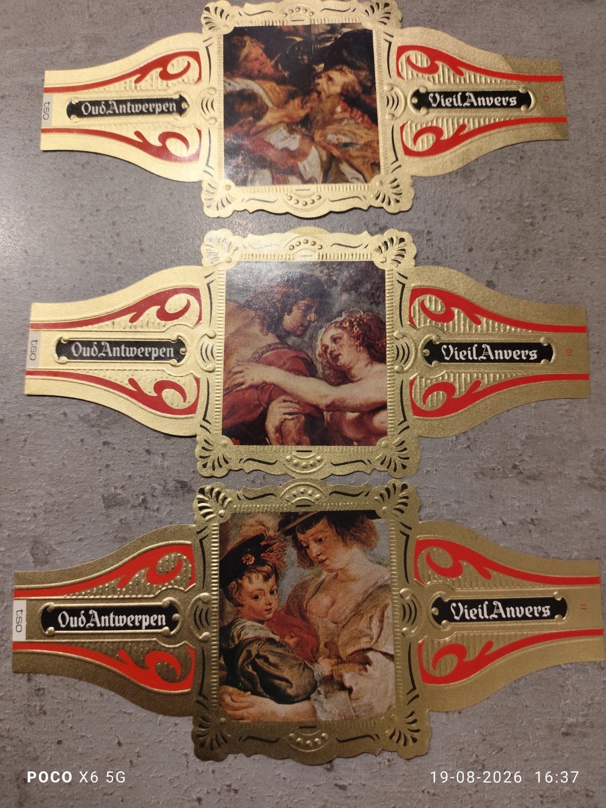 3 bracelets à cigares de luxe « Old Antwerp » - Rubens, Collections, Enlèvement ou Envoi, Comme neuf, Bagues de cigare