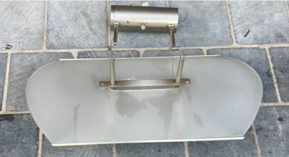 Vintage Design Hanglamp - RVS en Matglas, Ophalen, Zo goed als nieuw, Glas, Vintage en minimalistisch design