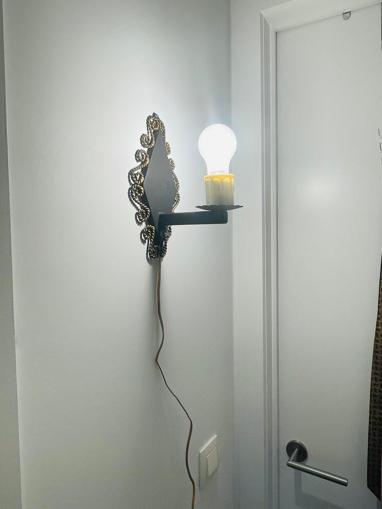 Vintage metalen wandlamp h25xb14, afstand van muur 17cm., Ophalen of Verzenden, Gebruikt, Metaal, Vintage