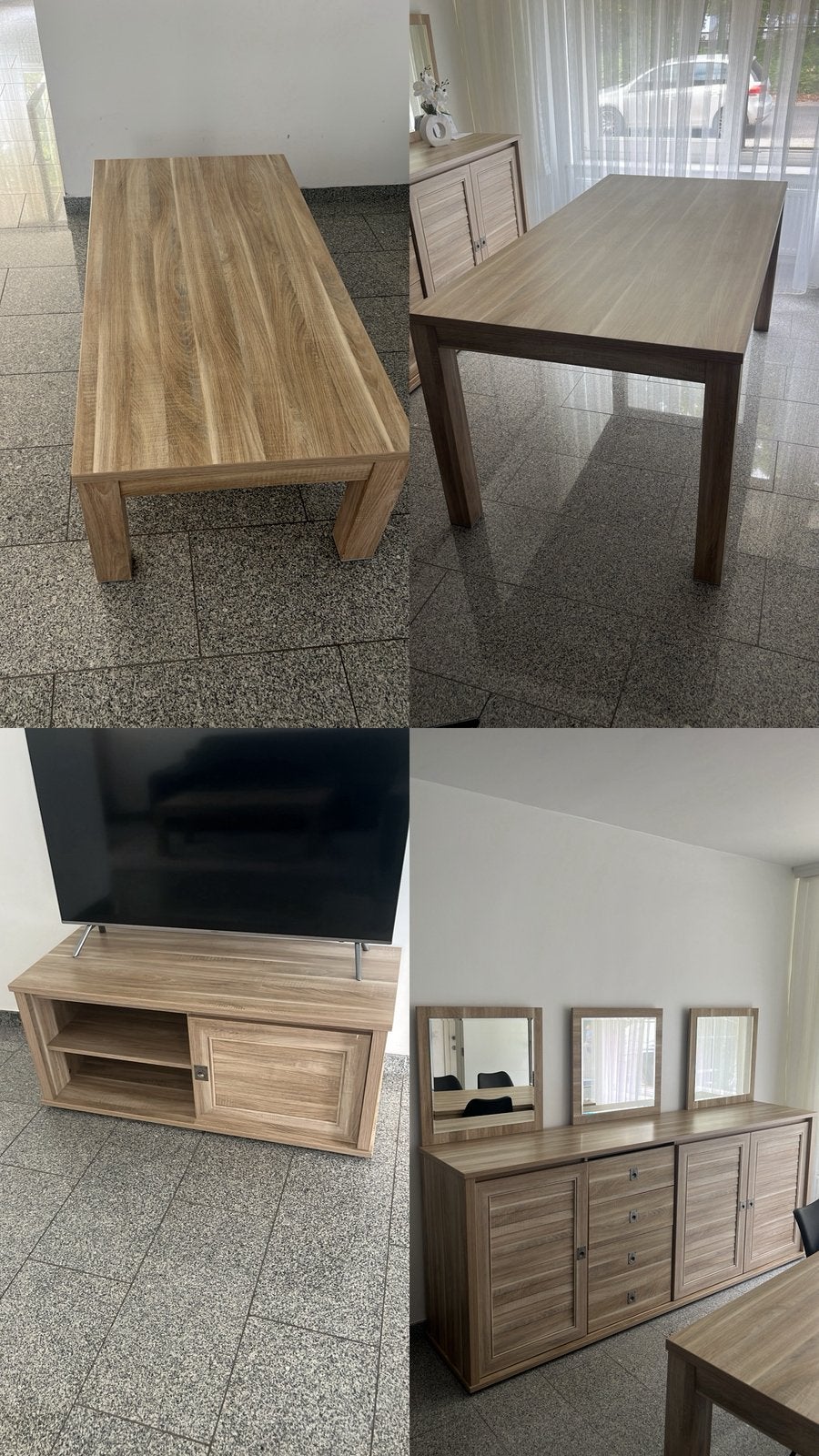 Complete woonkamerset in houtlook – 5-delig, Ophalen, Gebruikt