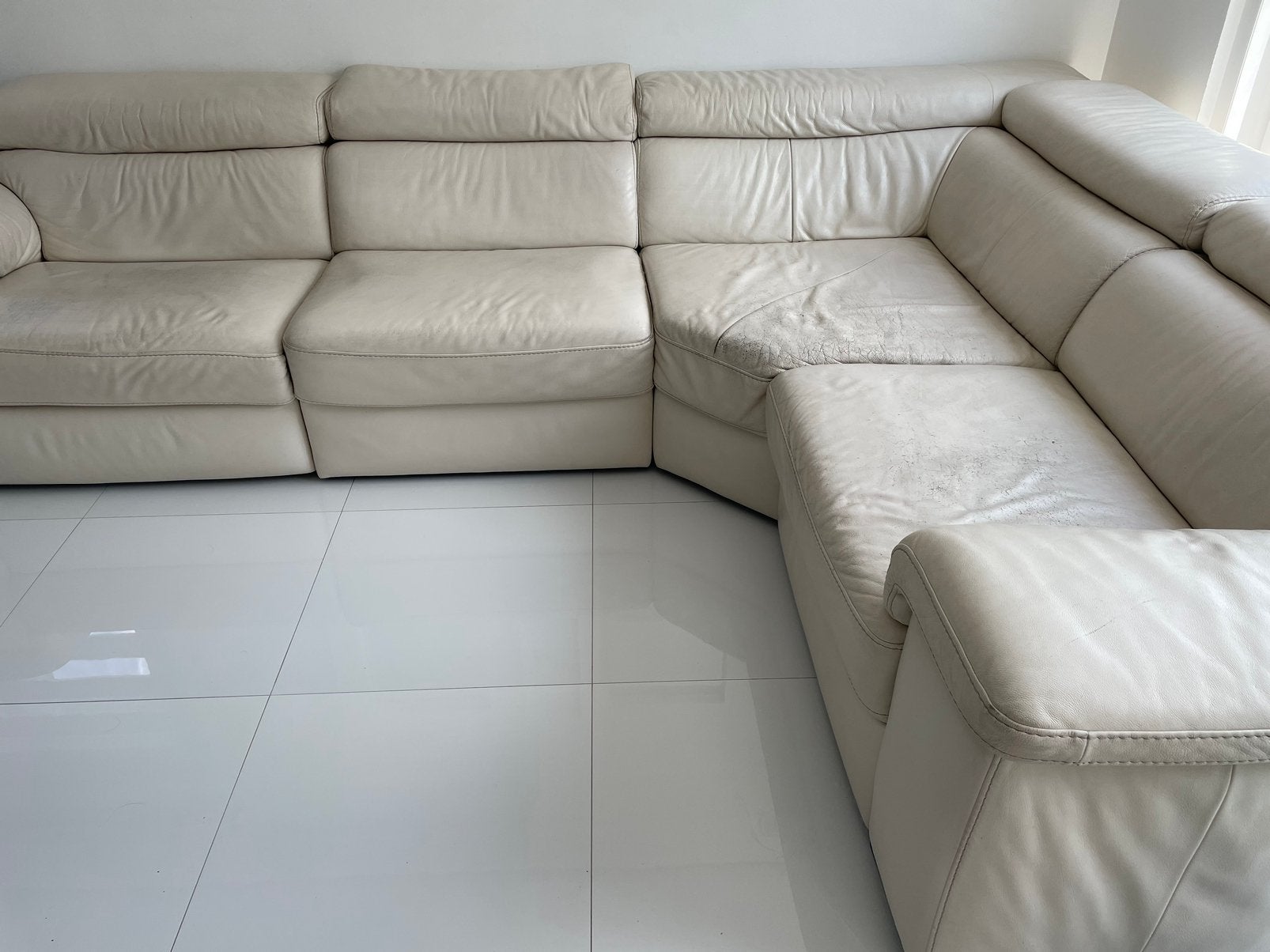 Lederen hoeksalon met relax, Ophalen, Gebruikt