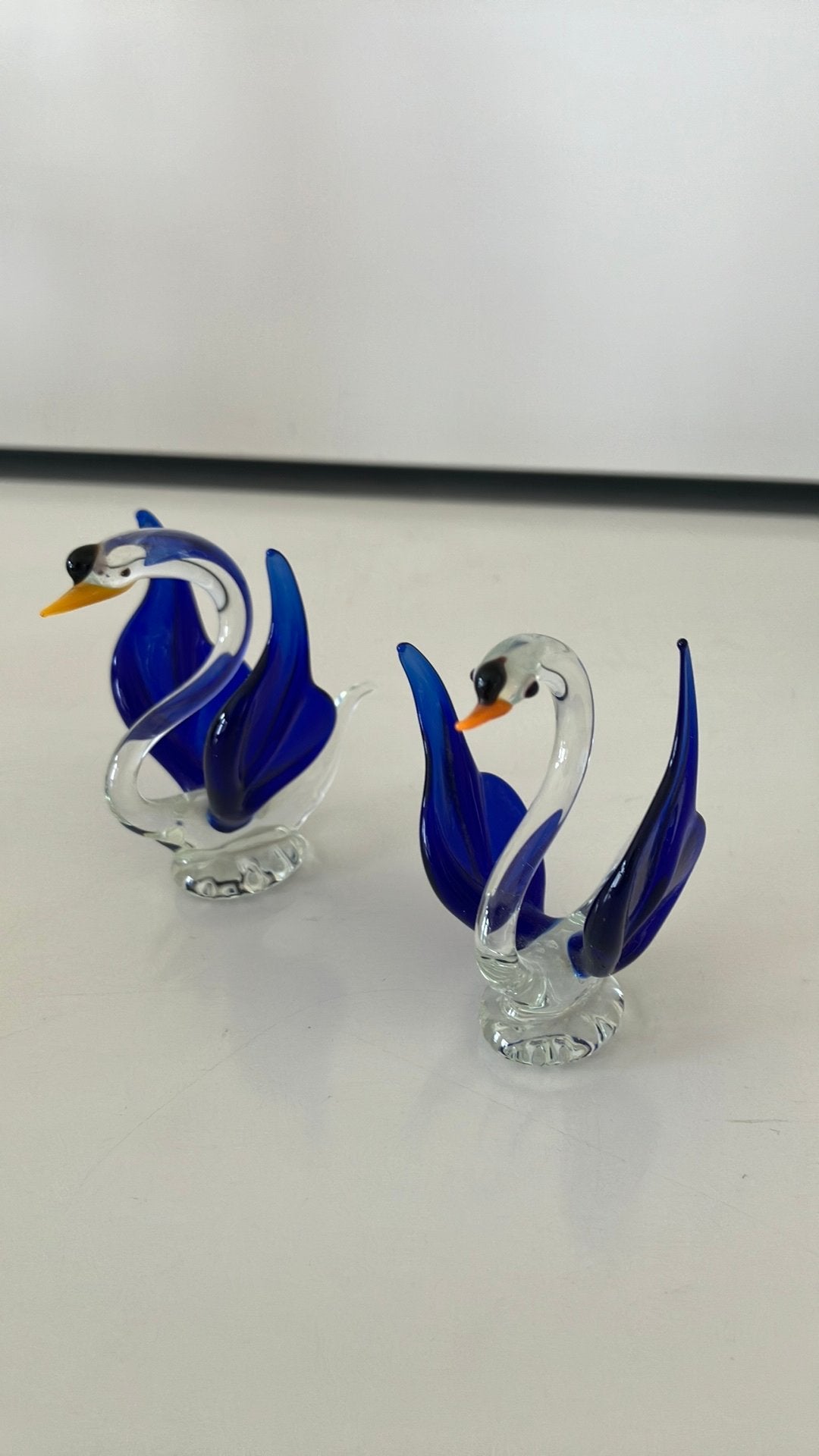 Set glazen zwaantjes 7 cm hoog, Antiek en Kunst, Ophalen of Verzenden