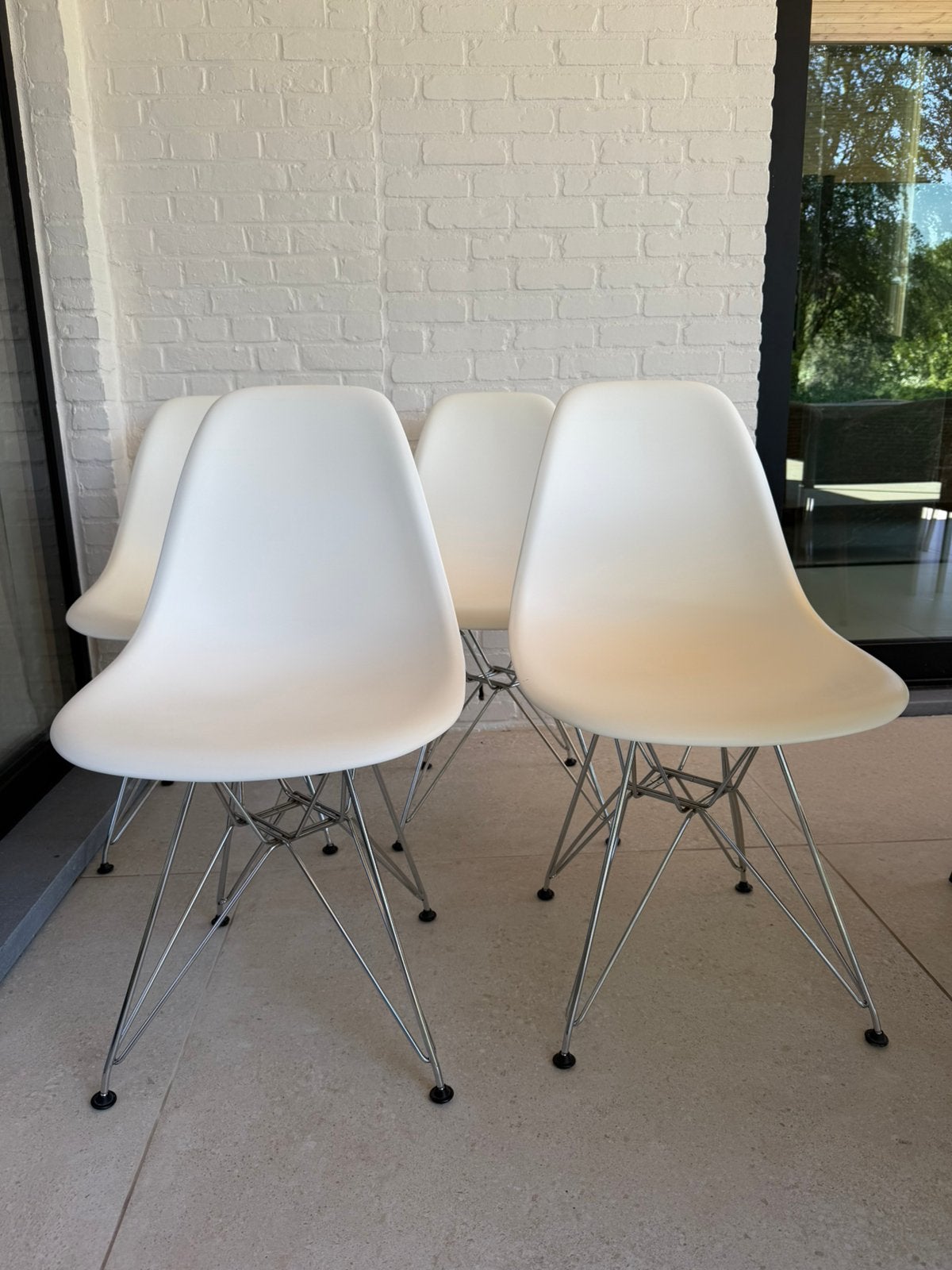Eames plastic side chair DSR original 4 pieces, Synthétique, Enlèvement, Utilisé, Blanc
