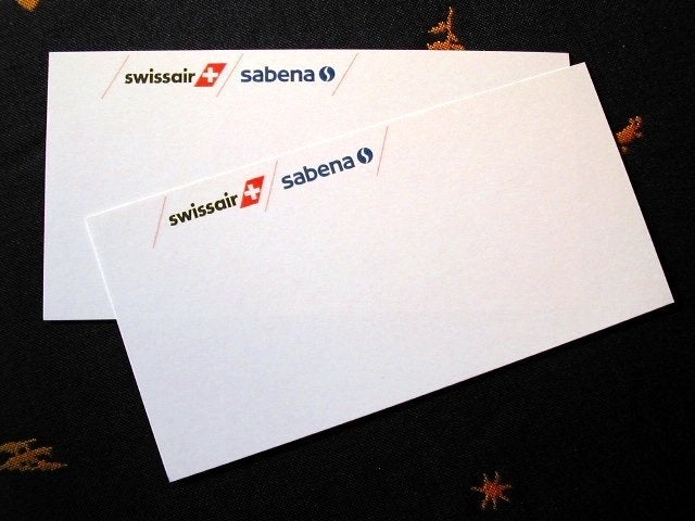 Sabena Swissair Document Card #04 Logo SR-SN, Verzamelen, Ophalen of Verzenden, Nieuw, Kaart, Foto of Prent