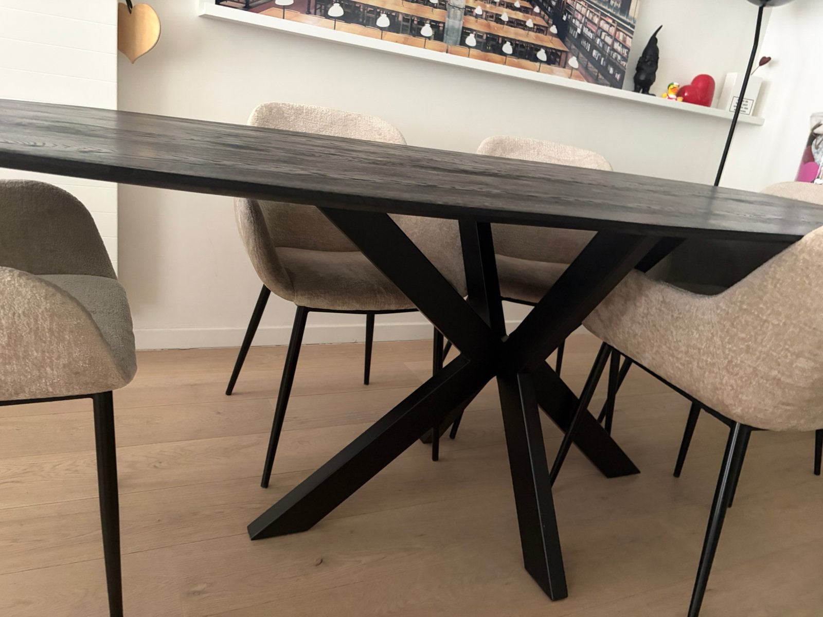 A vendre table en chêne boir 220x90 cm, Maison & Meubles, Enlèvement, Comme neuf, Chêne