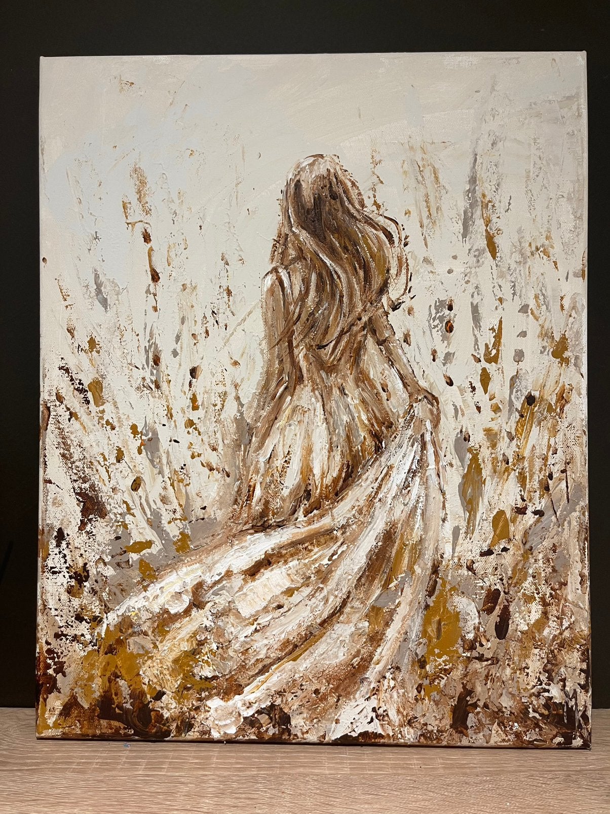 Modern romantisch schilderij Mk Art, Abstrait, Textile, Enlèvement ou Envoi, Peinture acrylique