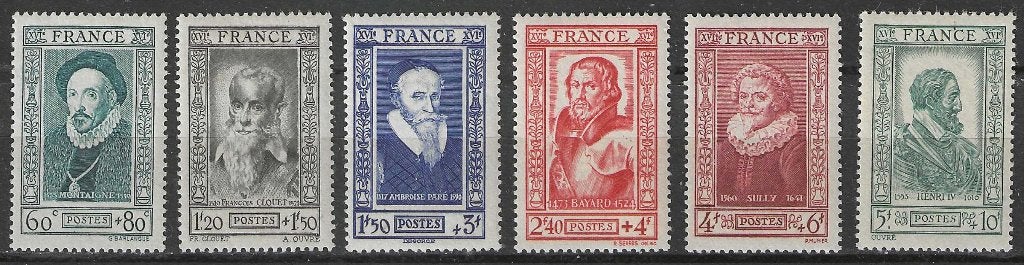 Frankrijk 1943 - Yvert 587-592 - Beroemde Personen (PF), Verzenden, Postfris